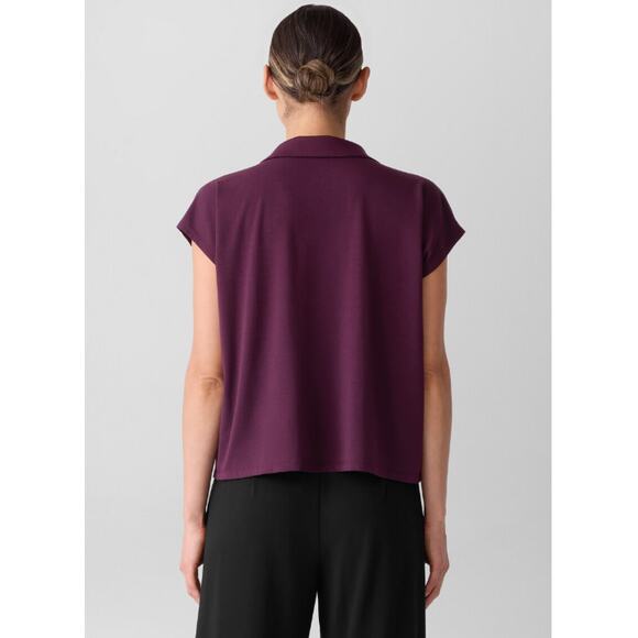 Eileen Fisher Women's Blackberry Fine Jersey Split Neck Square Top Size XL - Picture 2 of 10